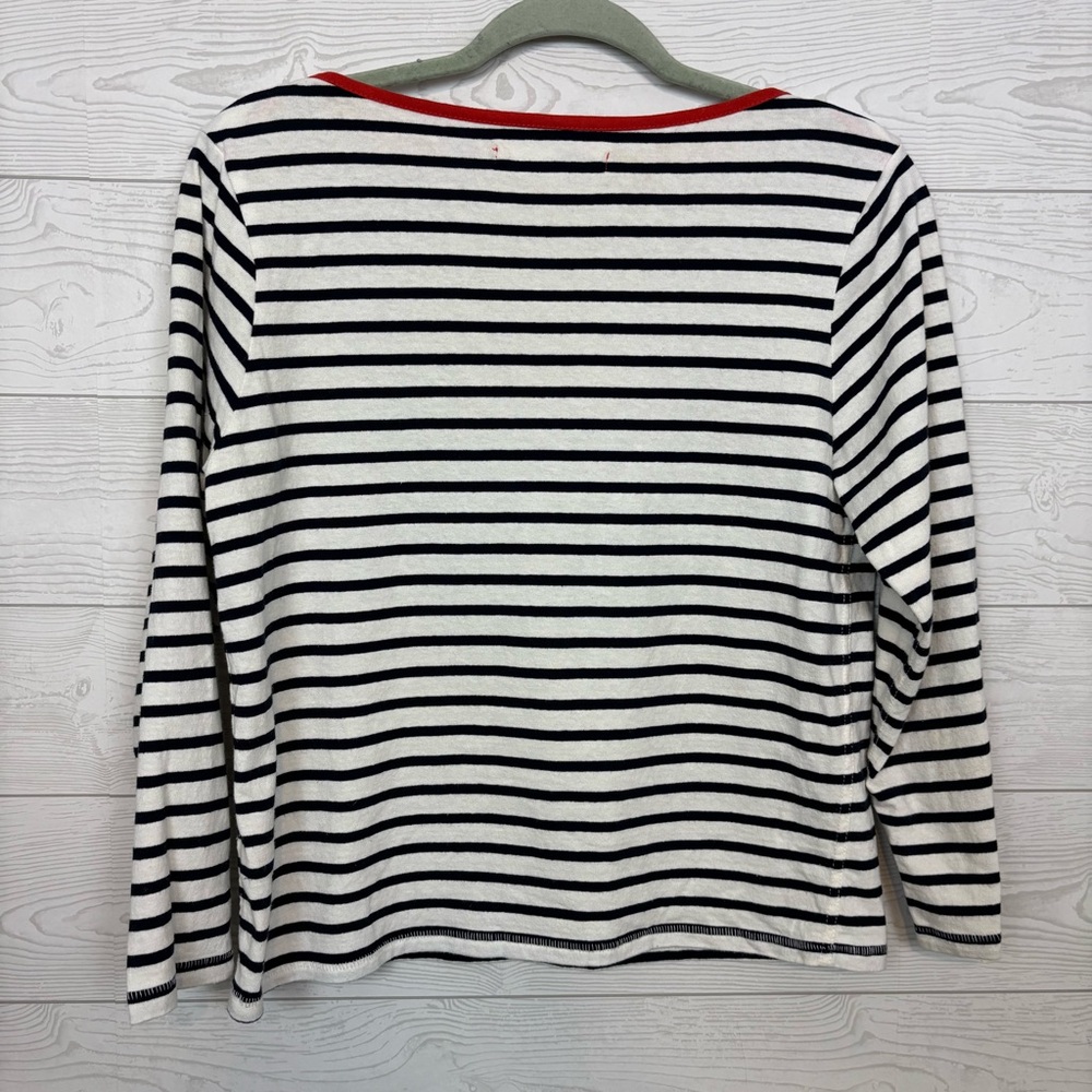 GREY STATE COASTAL TEE BLUE WHITE STRIPED LONG SLEEVE BLOUSE SIZE 1 SMALL - Picture 2 of 6